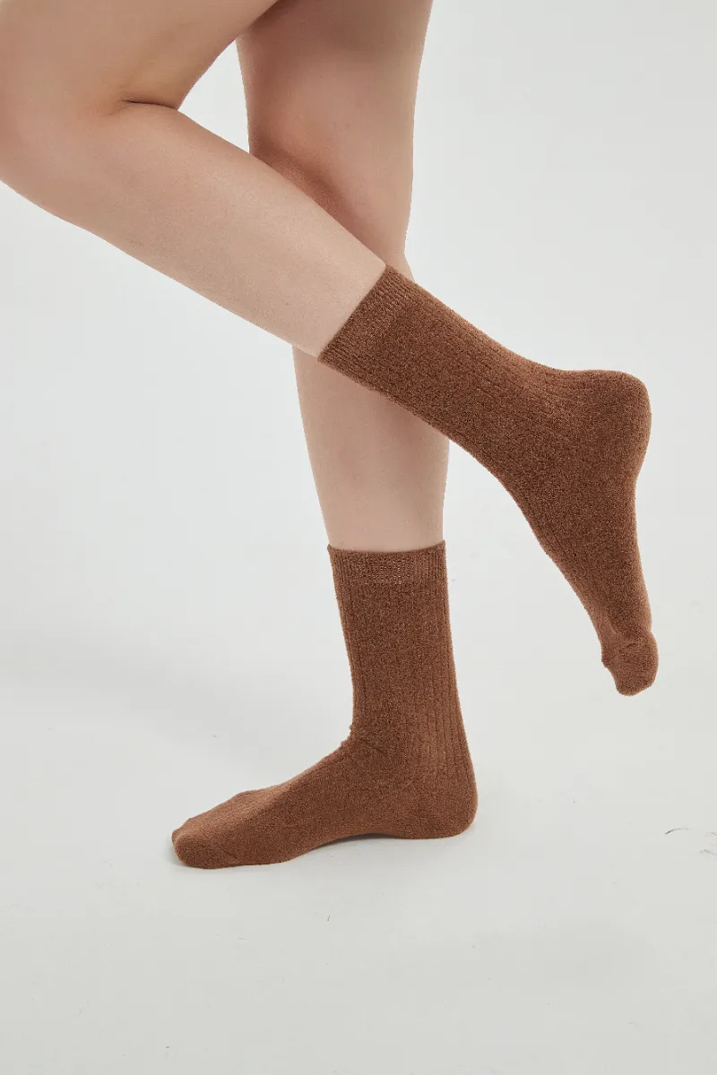 Half-Wool Striped Knitted Socks for Women